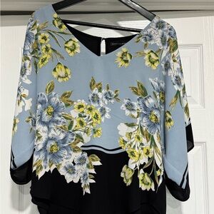 White House Black Market Asymmetrical Cream Blouse